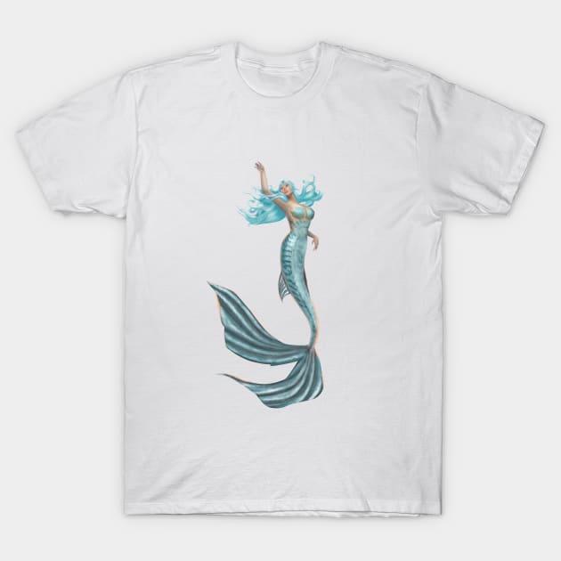 Mermaid Swimming in Caribbean Waters T-Shirt by 3vaN